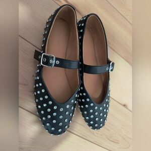 Madewell Beverly Studded Black Mary Jane Flats Sz 8.5